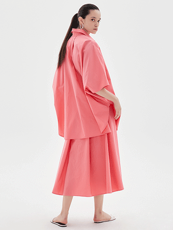 [sale] Cotton band pleats skirt (pink)