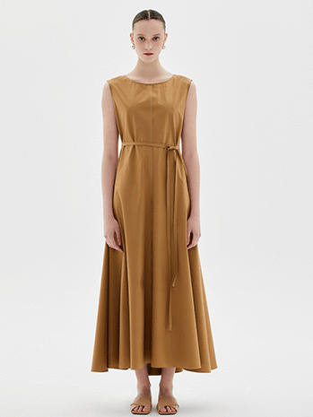 [sale] Summer line belt Dress (brown)