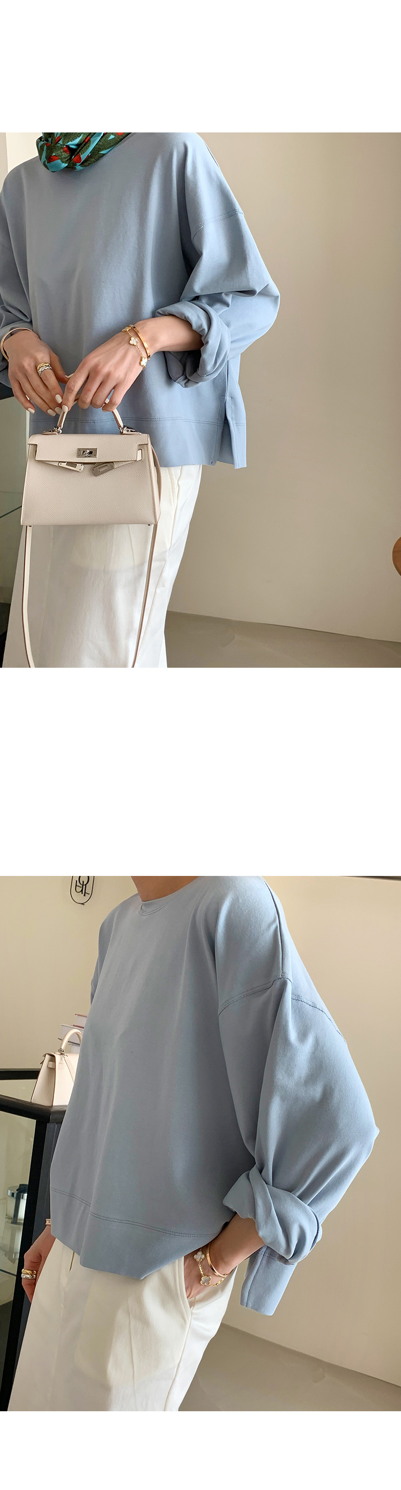 긴팔 티셔츠 모델 착용 이미지-S1L15